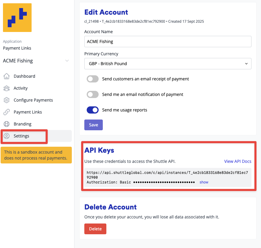 Find your Api KEY
