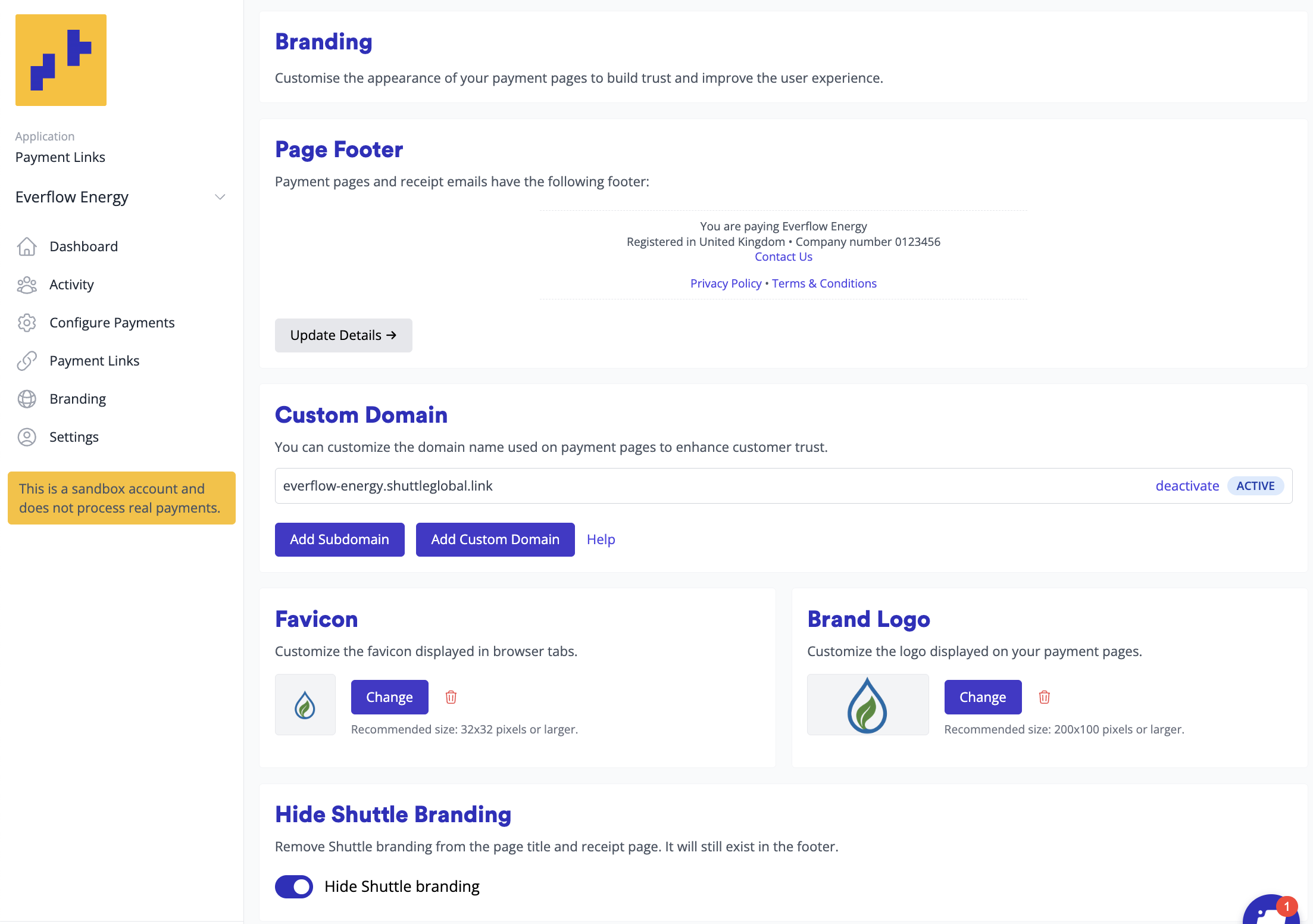 Branding Page
