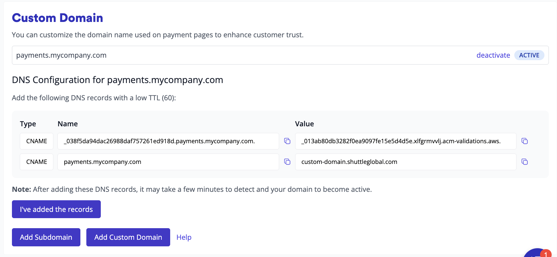 Branding Domain CNAME