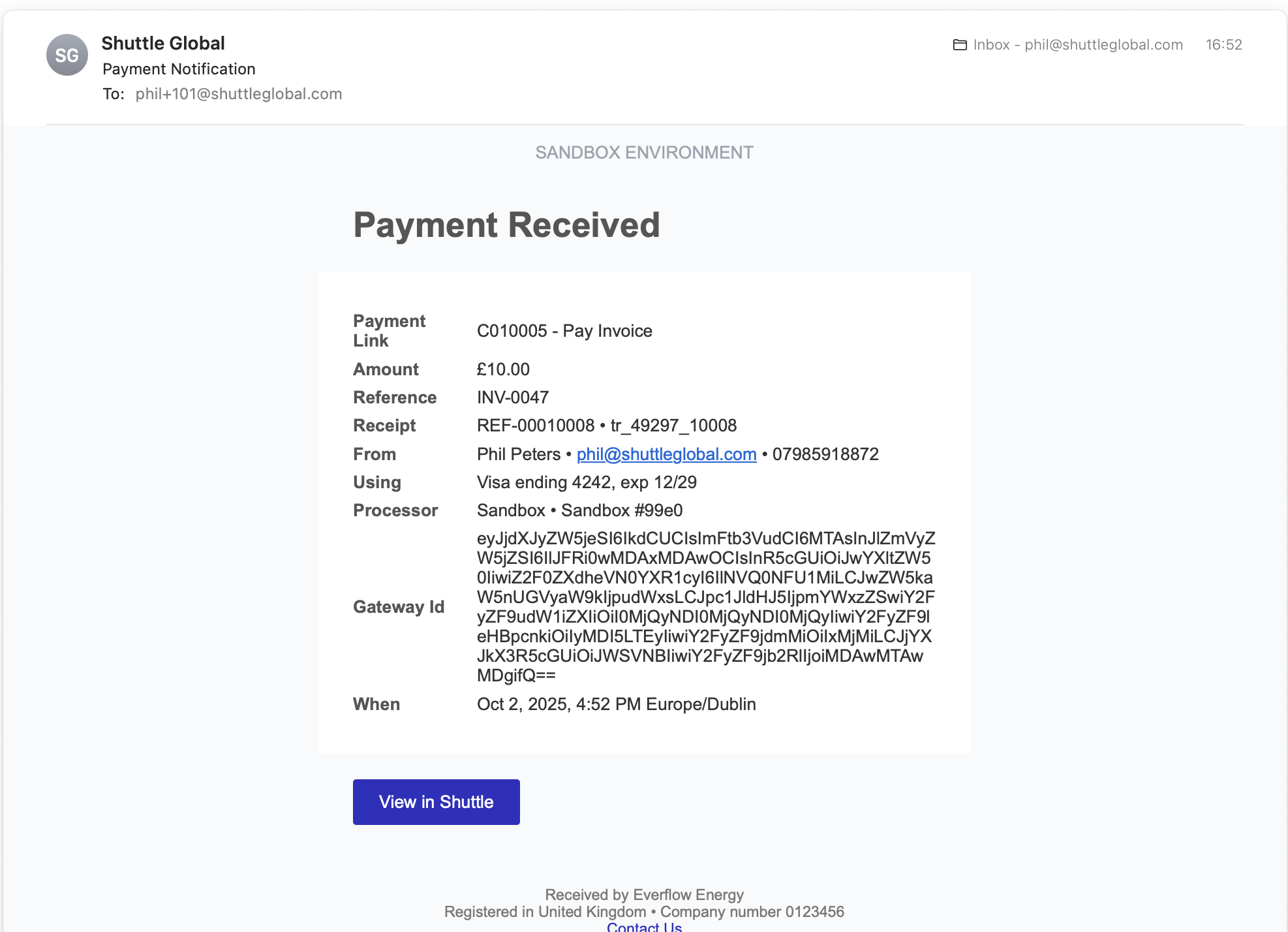 Email Receipt