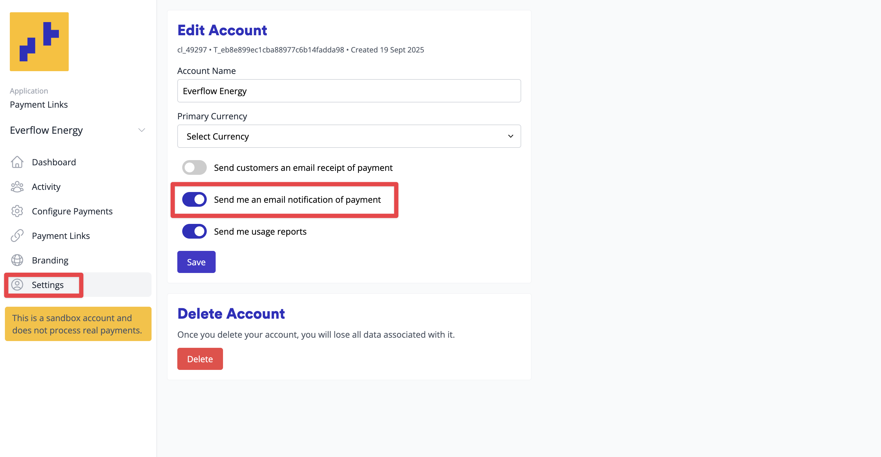 Enable Email Receipts