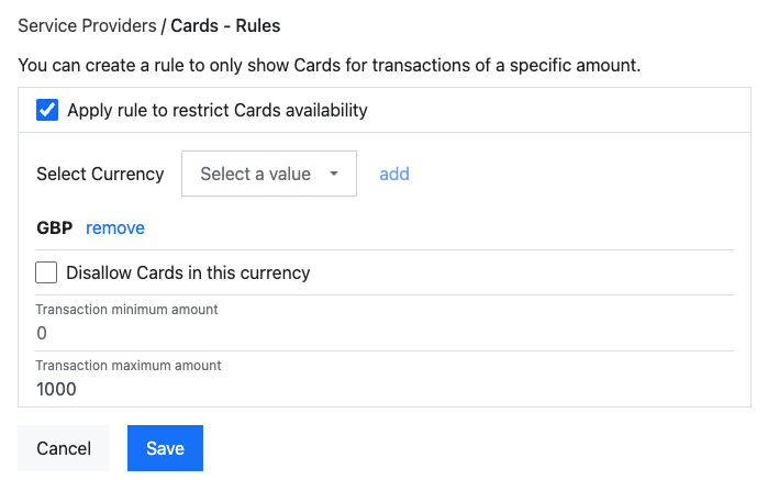 Payment Method Rules